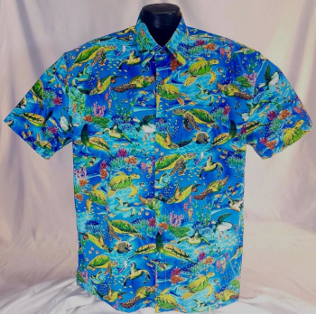 Sea Turtles Hawaiian shirt- Made in USA by High Seas of 100% Cotton